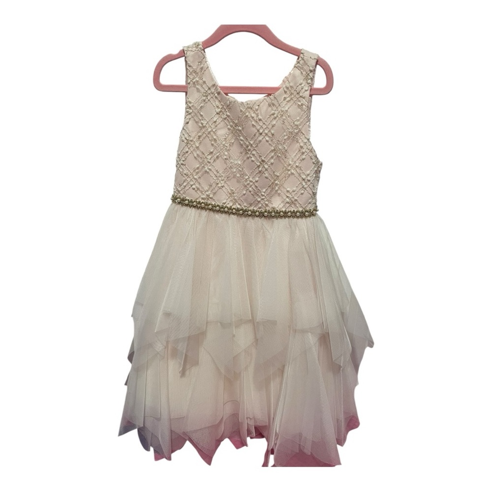 American Princess Ombré Ivory Pink Tiered Dress. Size 6X/7.
